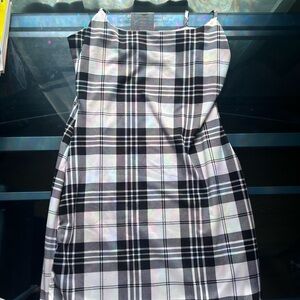 Black and white plaid fitted dress